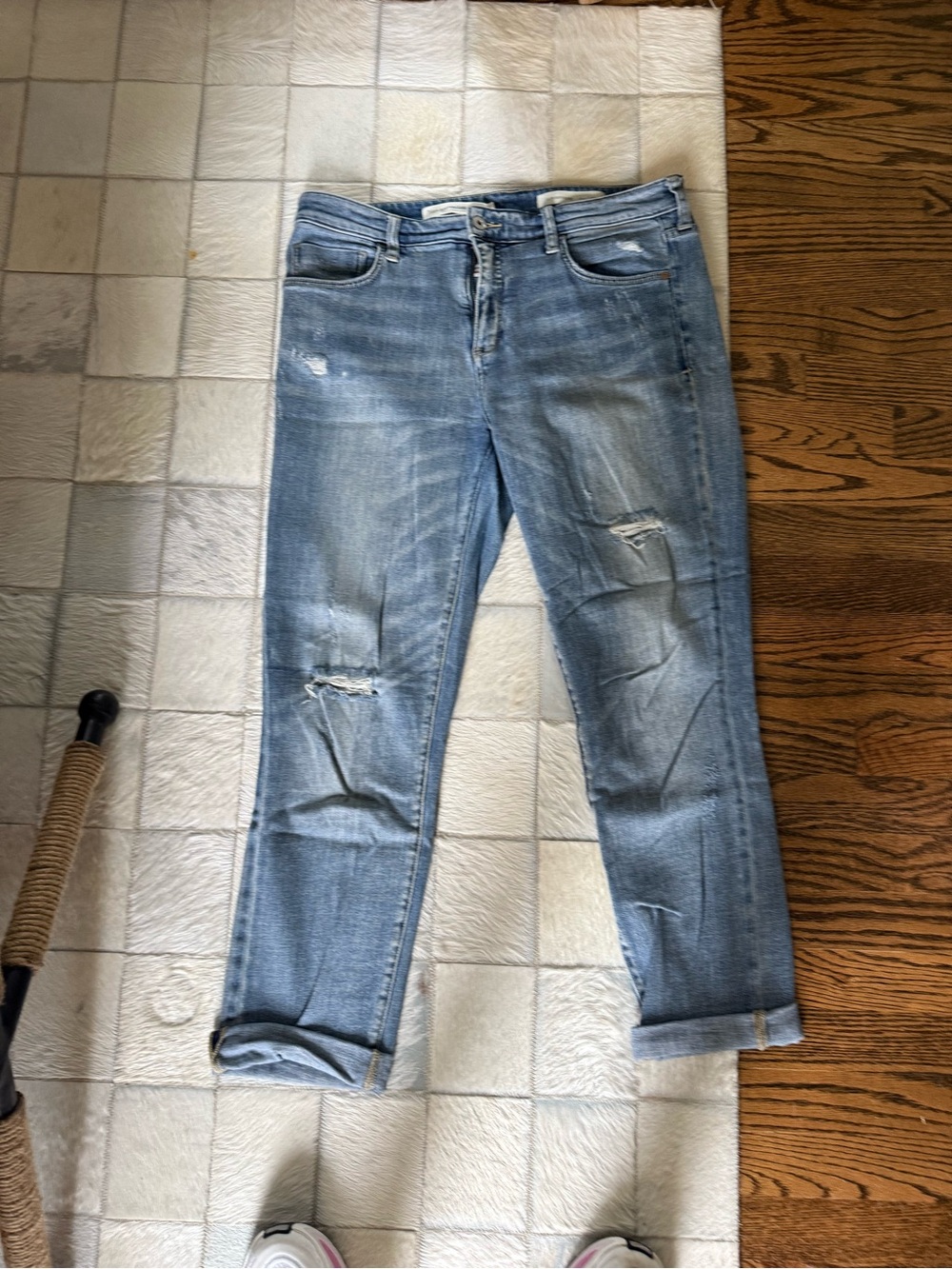 Pilcro Light Blue Distressed Boyfriend Jeans